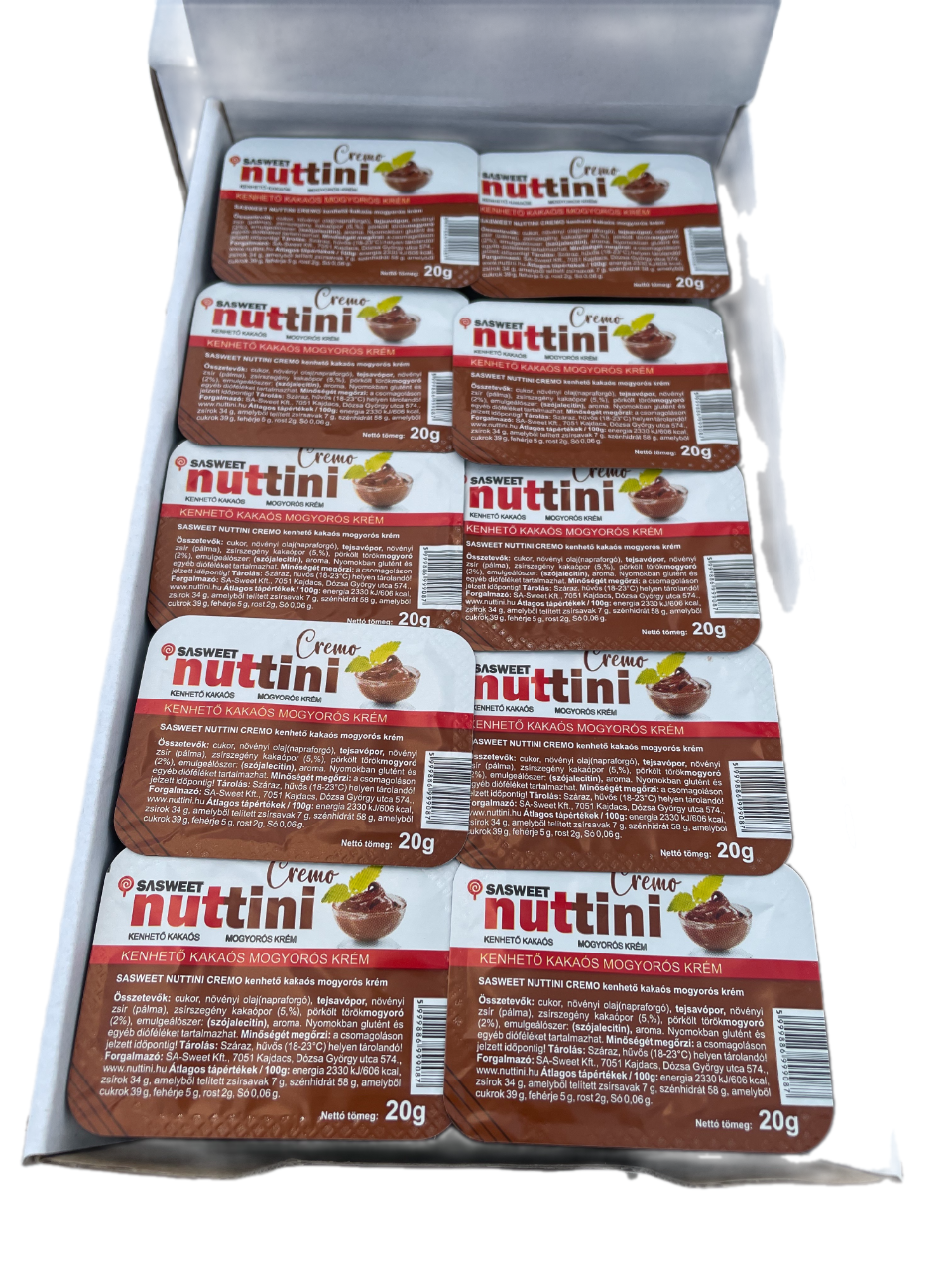 NUTTINI Kenhető Kakaós Mogyorókrém 50 x 20 g