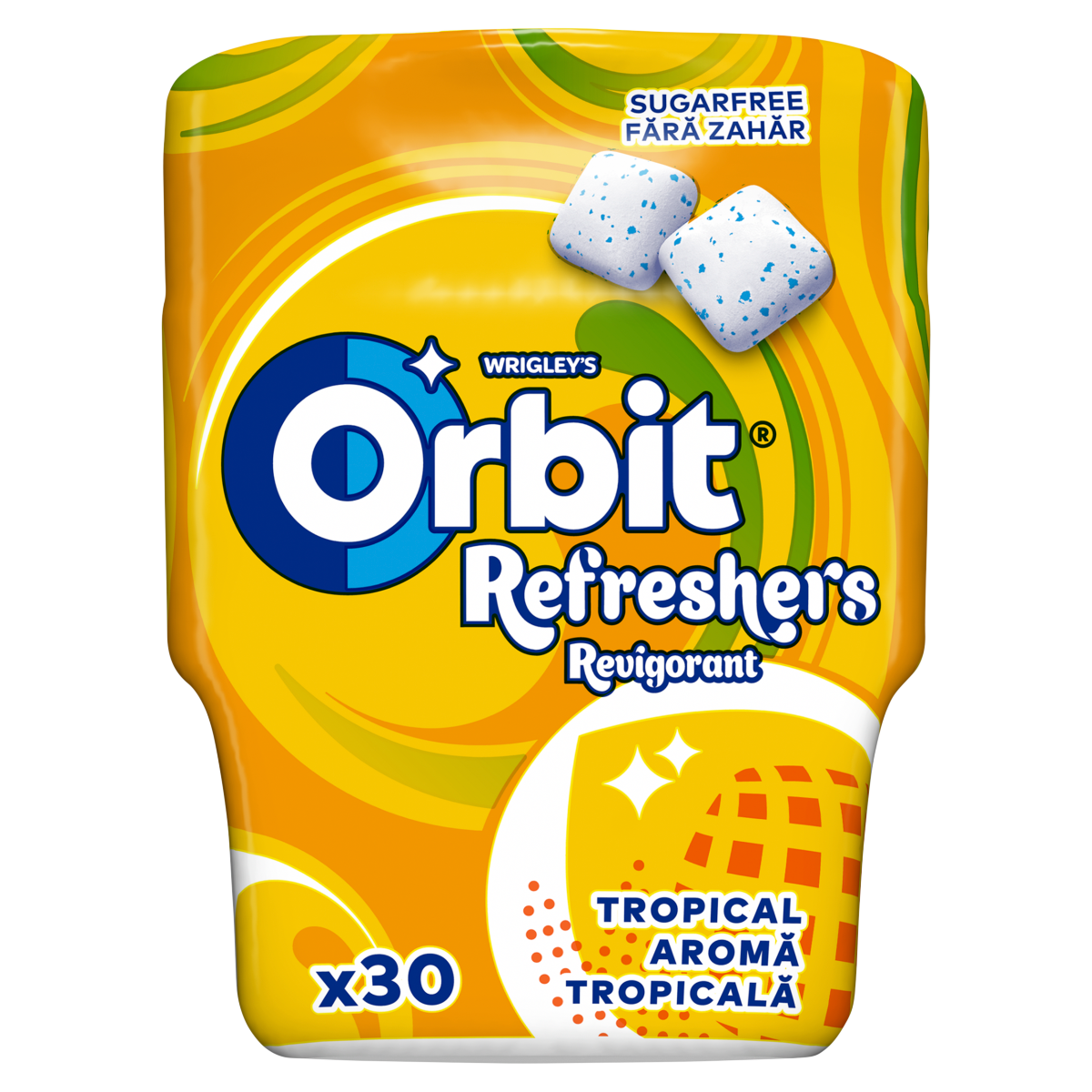 Orbit Refreshers Tropical gyümölcsízű cukormentes rágógumi édesítőszerrel 67 g