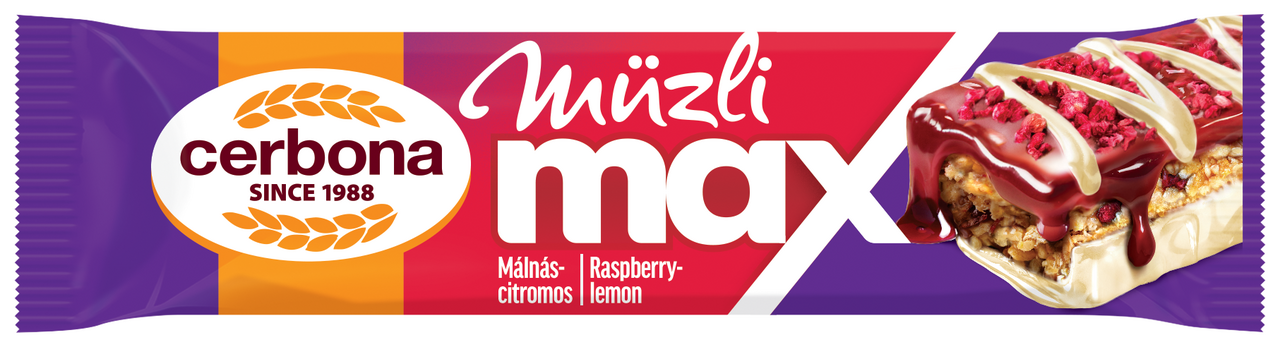Cerbona Müzli Max málnás-citromos müzliszelet 30 g