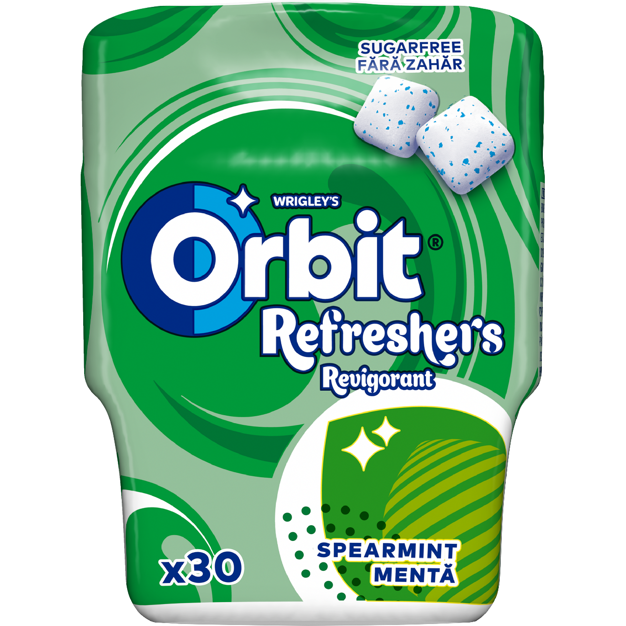 Orbit Refreshers Spearmint menta- és mentolízű cukormentes rágógumi édesítőszerrel 67 g