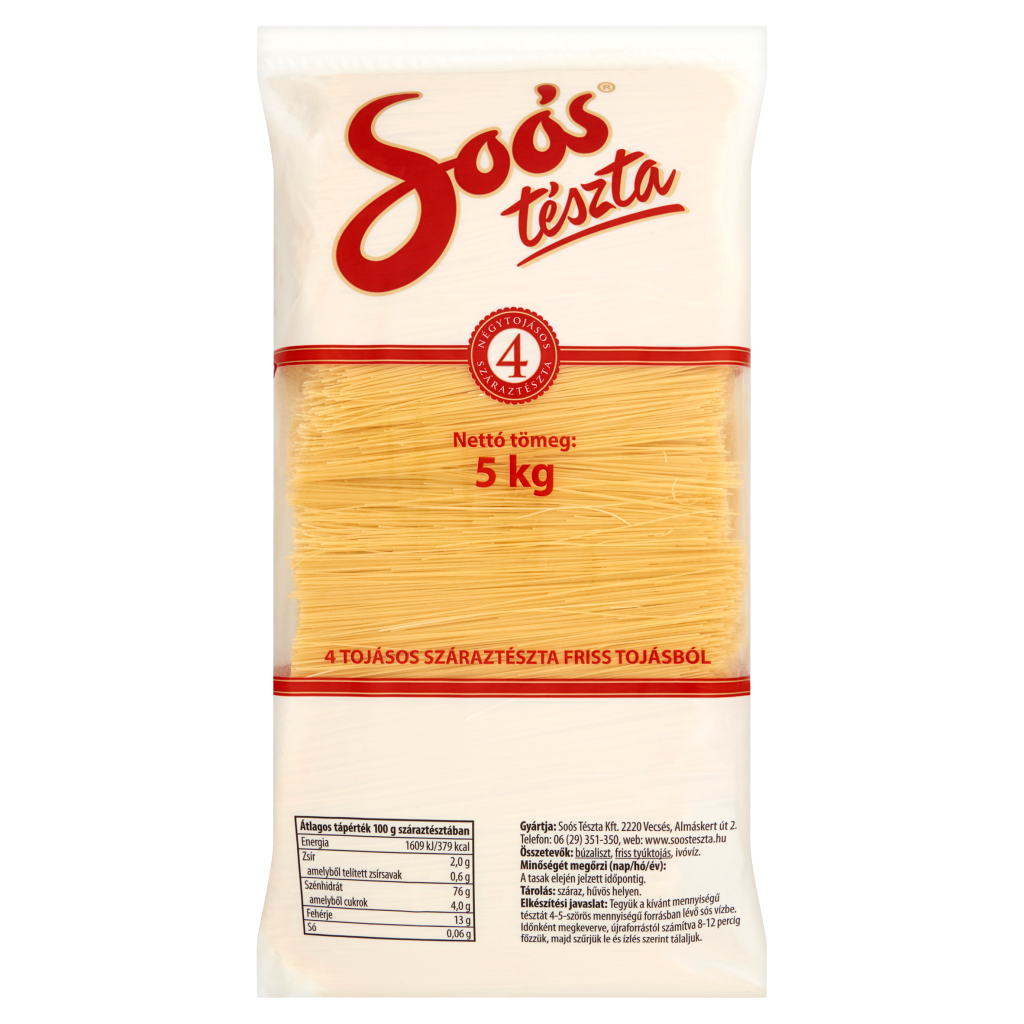 Soós 4 Tojásos Cérnametélt Száraztészta 5 kg