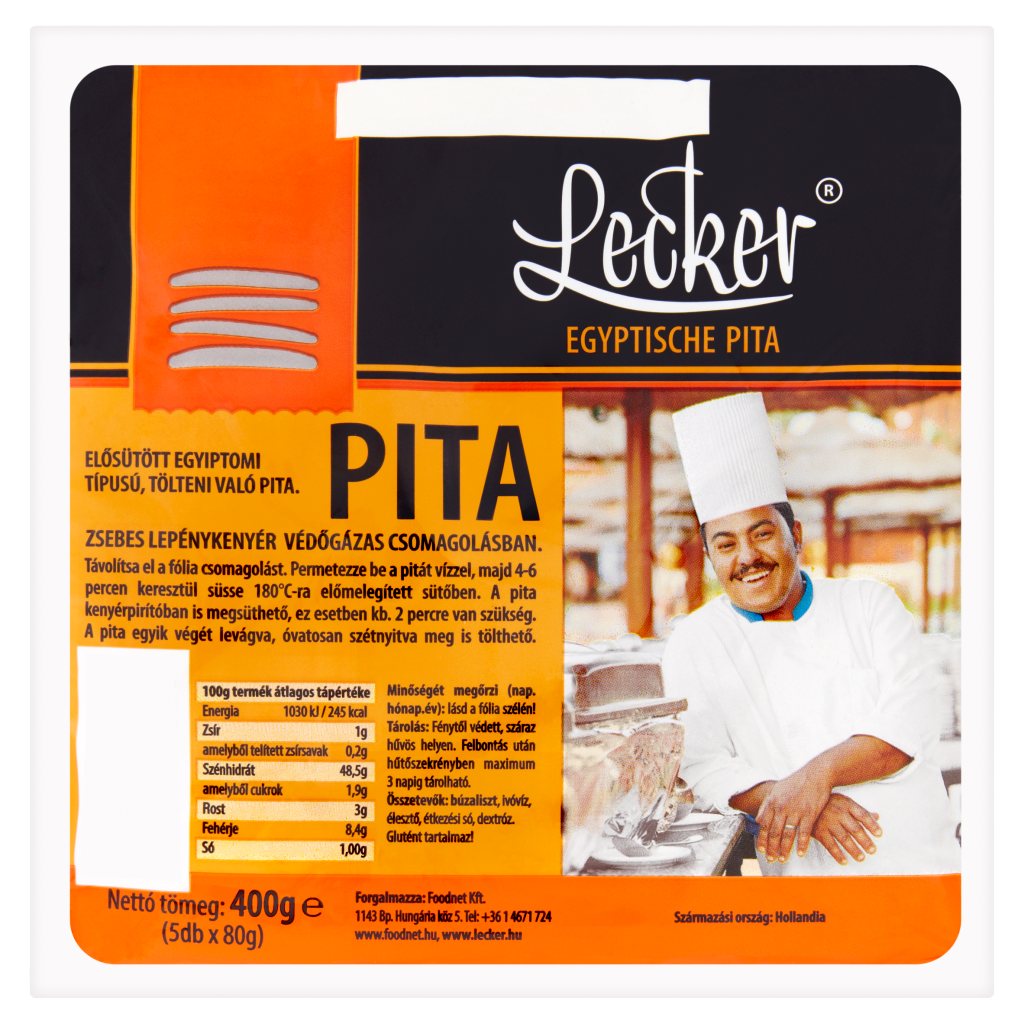 LECKER elősütött egyiptomi típusú, tölteni való pita 5 x 80 g