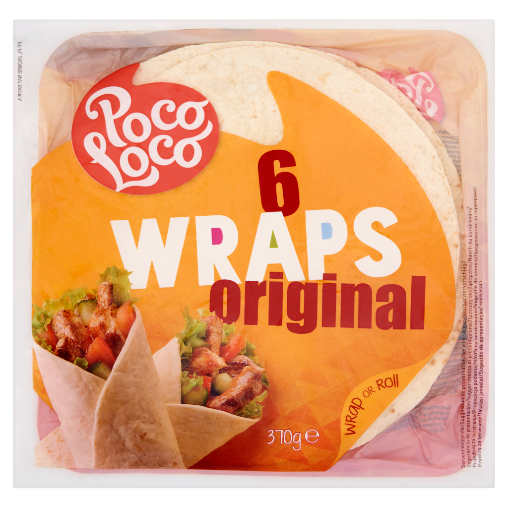 Poco Loco Original Lágy Tortilla Lapok Búzalisztből 25 cm 6 x 61,66 g
