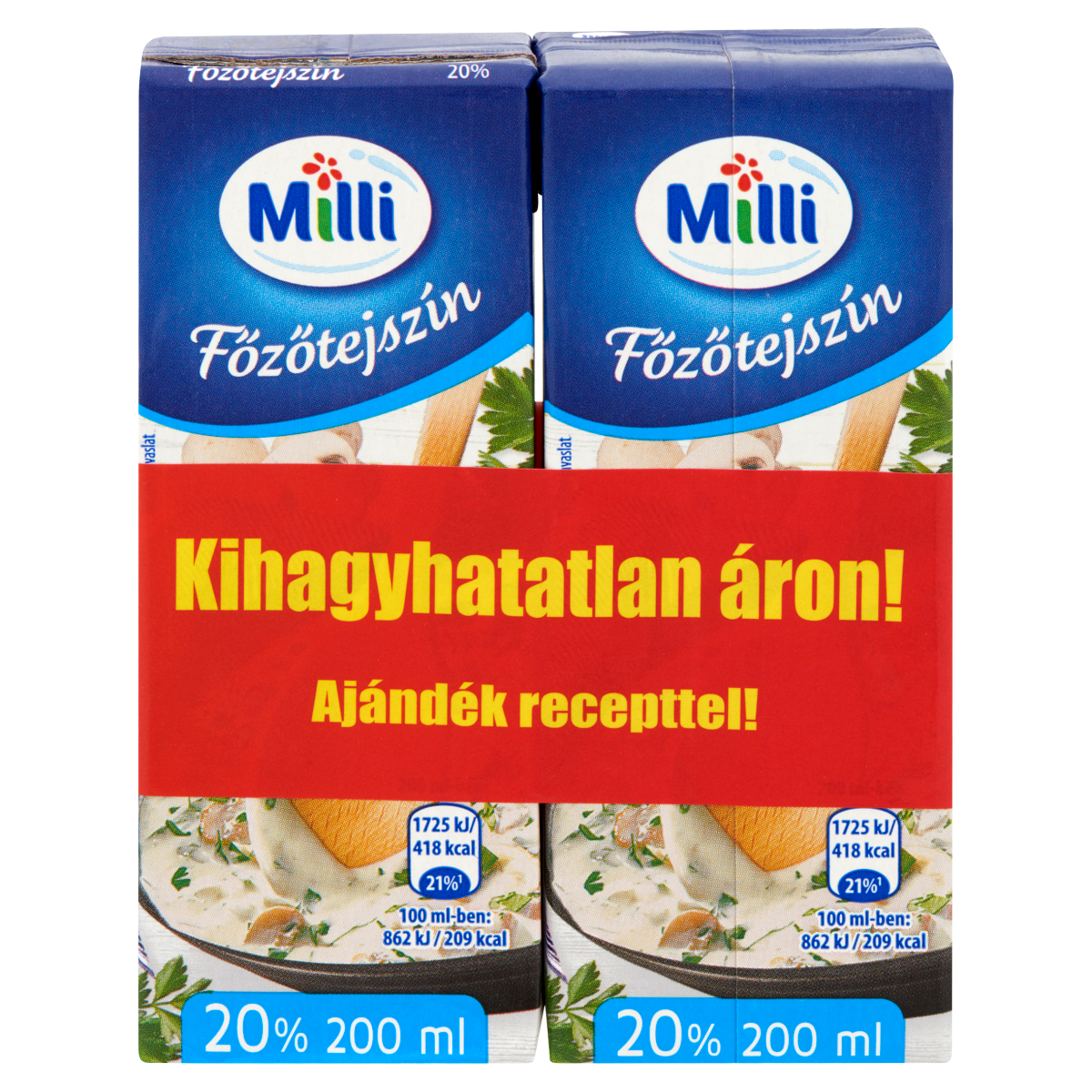 Milli UHT főzőtejszín 20% 2 x 200 ml