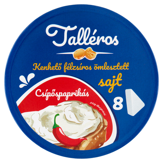 Talléros csípős paprikás kenhető, zsíros, ömlesztett sajt 8 db 140 g
