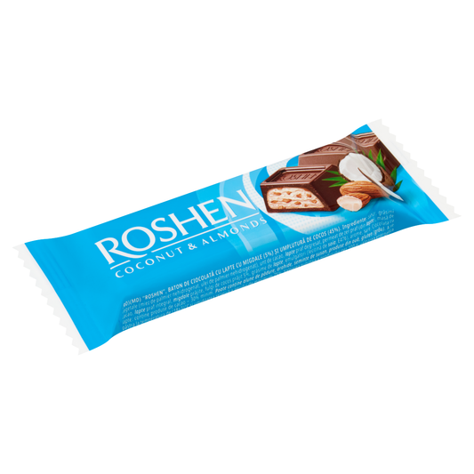 ROSHEN tejcsokoládé szelet mandulával és kókuszos töltelékkel 29 g