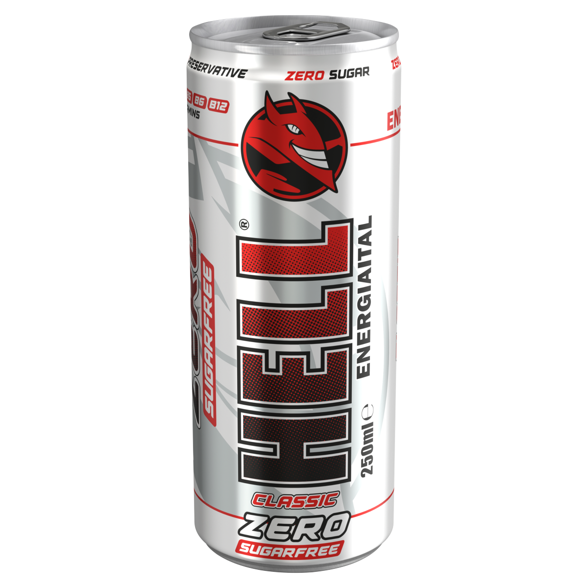 HELL Zero Tutti-frutti ízű, Magas Koffeintartalmú, Vitaminozott Ital Édesítőszerekkel 250 ml
