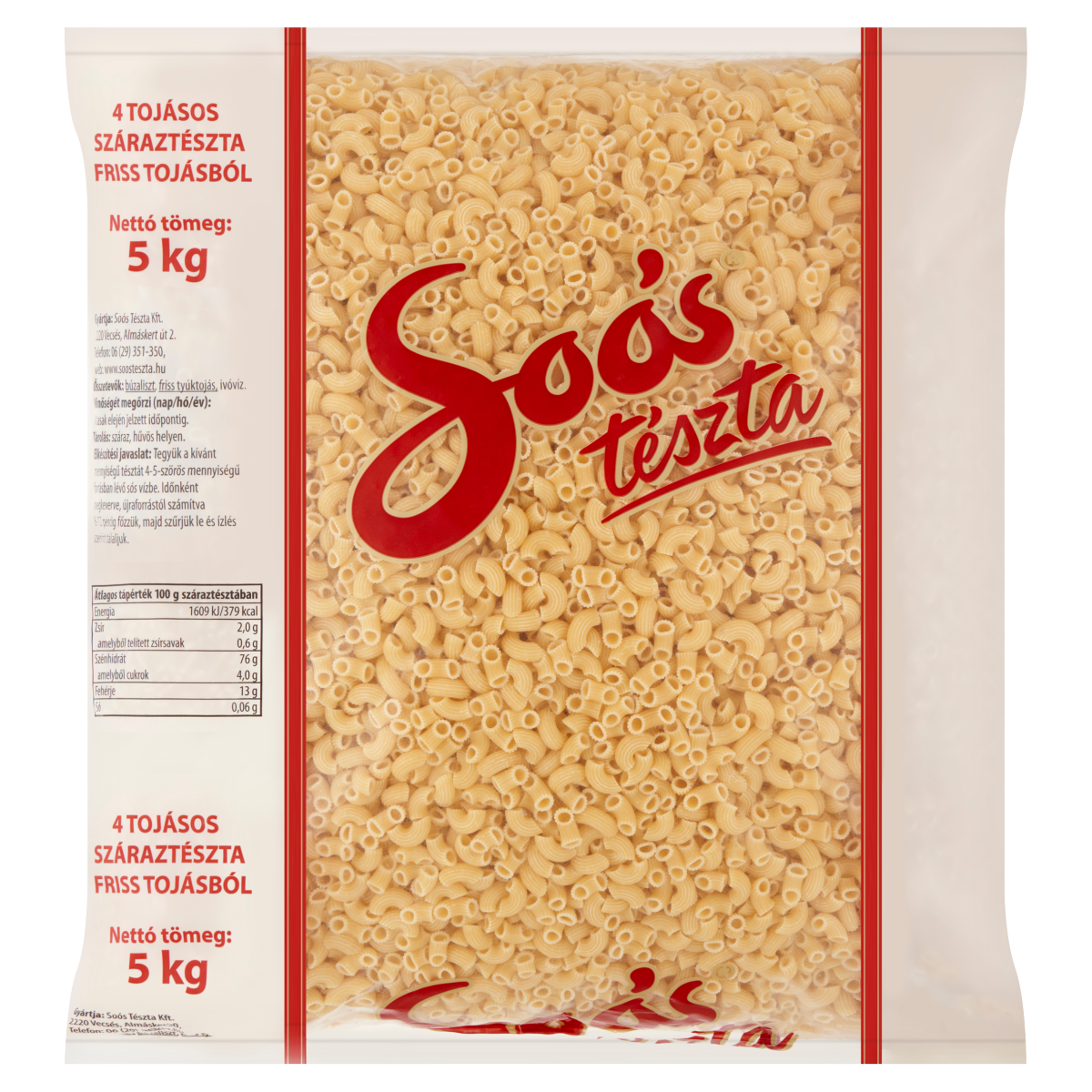 Soós szarvacska 4 tojásos száraztészta 5 kg