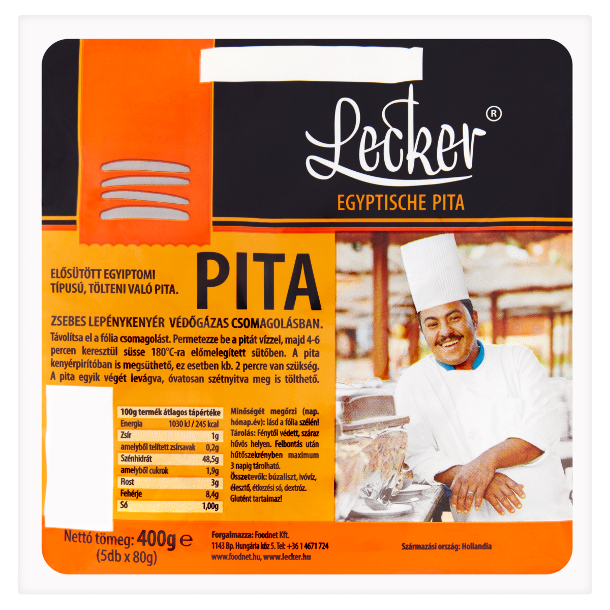 LECKER elősütött egyiptomi típusú, tölteni való pita 5 x 80 g
