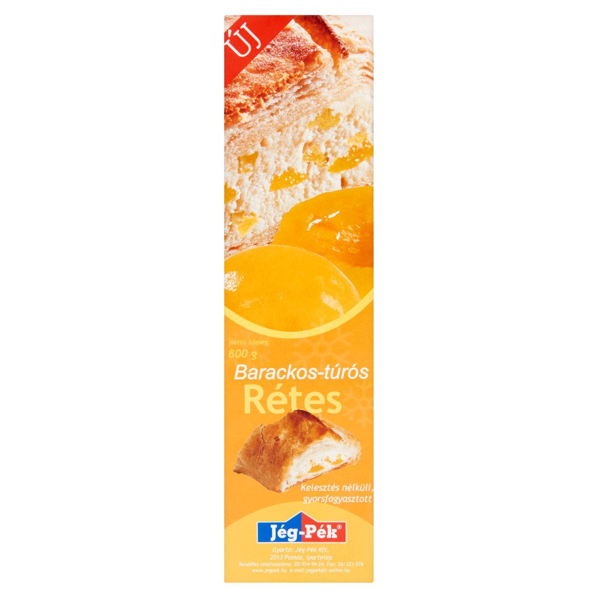 JÉG-PÉK Gyorsfagyasztott Barackos-Túrós Rétes 800 g