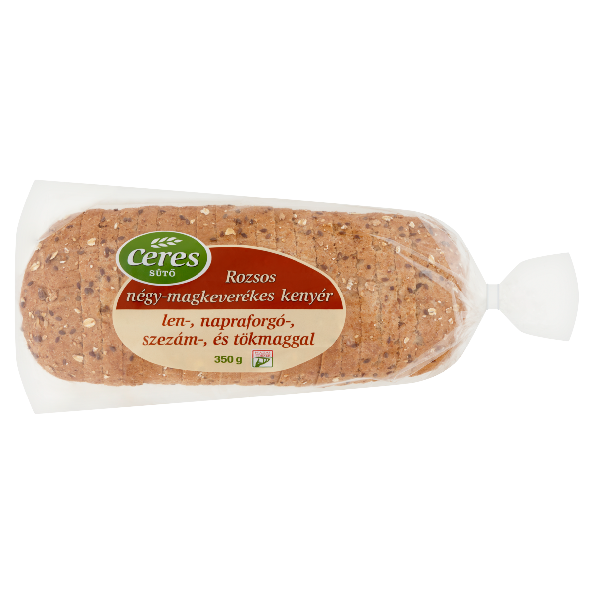 Ceres rozsos négy-magkeverékes kenyér len-, napraforgó-, szezám-, és tökmaggal 350 g