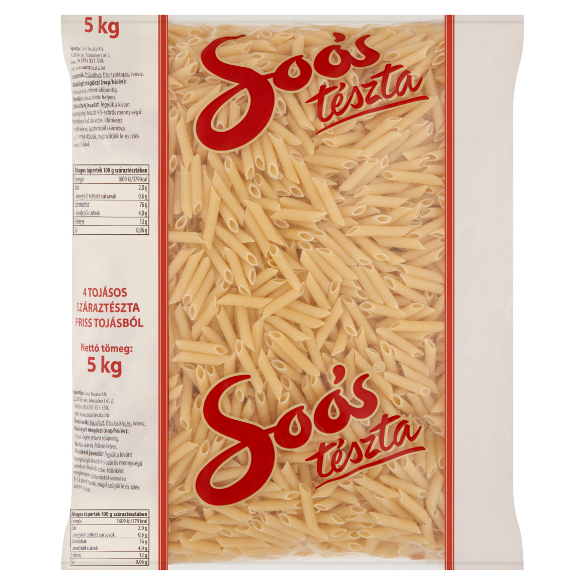 Soós penne 4 tojásos száraztészta 5 kg