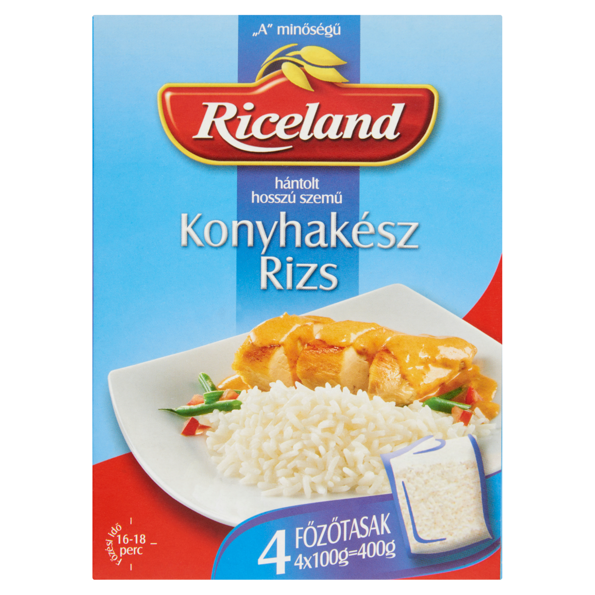 Riceland Konyhakész rizs "A" minőségű hántolt hosszú szemű 4 x 100 g